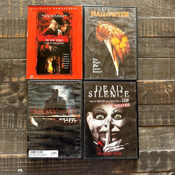 Horror Movie DVDs Nightmare On Elm St, Friday The 13th, Halloween, Dead Silence - Picture 1 of 6